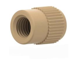 SuperFlangeless Female Nut, Standard Knurl, Natural PEEK, 1/32" or 1/16" OD Tubing, 1/4-28 Flat Bottom; 1/EA