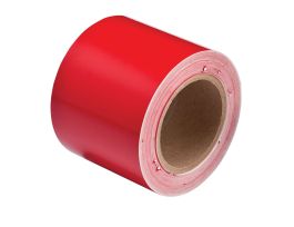 Solid Color Banding Tape for Pipe Marking - Roll Form, Pressure Sensitive Vinyl, Red, 4" x 30'