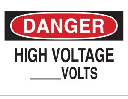 DANGER High Voltage _____Volts Sign, 7" H x 10" W x 0.06" D, Polystyrene