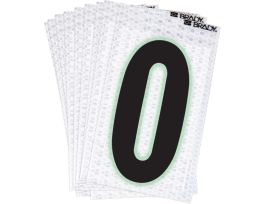 Glow in the Dark 2 in Black, Green Glow on Silver Number 0 10/PK