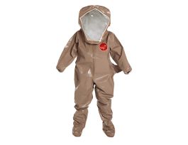 Tychem® 5000 Encapsulated Level B Suit, Flat Back, Rear Entry, Visor, Taped Seams, 6/CS, Tan