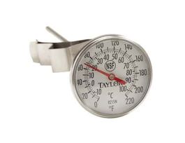 2" Dial Bi-metal Test Thermometer, 8" Stem, 0/220F, 1% Accy