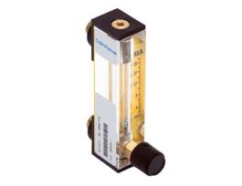 Variable Area Flowmeter, Acrylic, Water, 70 mL, 1/8" Brass, with Valve