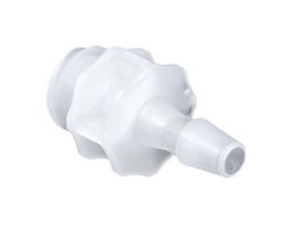 Luer to Hose Barb Fitting, Straight Adapter, Natural Kynar?, Cleanroom Packed, Large Bore Female Luer x 3/16" ID; 10/Pk