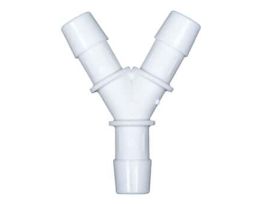 Hose Barb Fitting, Y Union, White Nylon, Cleanroom Packed, 3/8" ID; 10/Pk