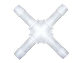 Hose Barb Fitting, Cross Union, Natural Kynar?, Cleanroom Packed, 1/8" ID; 10/Pk