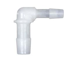 Hose Barb Fitting, Reducing Elbow, Natural Kynar?, Cleanroom Packed, 1/2" ID x 1/4" ID; 10/Pk