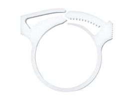 Hose Clamps, Acetal Copolymer, 1.11 - 1.27" ID, White 100/Pk