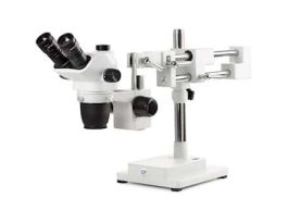Professional Trinocular Stereozoom Microscope, Double-Arm Boom Stand; 100-240 VAC