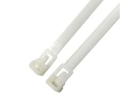 40 Pound Nylon Reusable Releasable Cable Zip Ties, 4.5" L, White; 100/CS