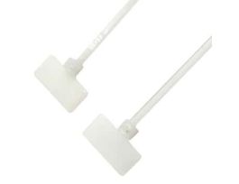 18 Pound Nylon Identification Cable Zip Ties, 4.5" L, White; 100/CS
