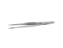 Stainless Steel Tweezers, Straight Tips, Serrated, 127mm