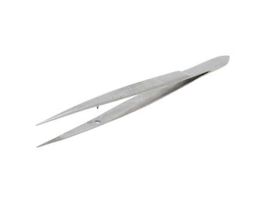 Stainless Steel Tweezers, w/ Pin, Straight Fine Tips, Serrated, 101mm