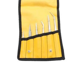 Stainless Steel Tweezers & Forceps, Set of 6 w/Pouch