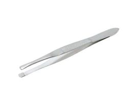 Stainless Steel Tweezers, Mini, Blunt Round Tips, Serrated Grip, 76mm
