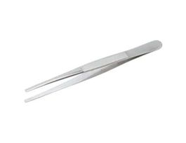 Stainless Steel Tweezers, Smooth Flat Tips, Serrated Grip, 120mm