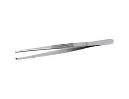 Stainless Steel Tweezers, Toothed Tip, Serrated Grip, 140mm