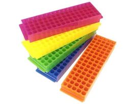 80-Place Tube Racks, PP, Fluorescent Colors; 5/PK