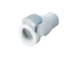 Quick-Disconnect Fitting, Threaded Body, Acetal, Non-Valved, 1/4" NPT(M); 1/Each