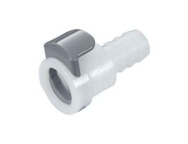 Quick-Disconnect Fitting, Hose Barb Body, Acetal, Non-Valved, 3/8" ID; 1/Each