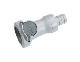 Quick-Disconnect Fitting, Hose Barb Body, Polypropylene, Valved, 1/2" ID; 1/Each