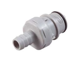 Quick-Disconnect Fitting, Hose Barb Insert, Polypropylene, Valved, 3/8" ID; 1/Each