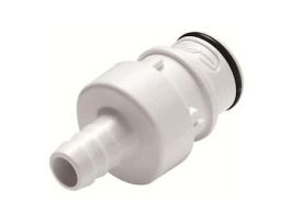 Quick-Disconnect Fitting, Hose Barb Insert, Polysulfone, Valved, 3/8" ID; 1/Each