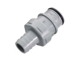Quick-Disconnect Fitting, Hose Barb Insert, Polypropylene, Valved, 1/2" ID; 1/Each