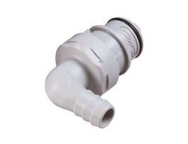 Quick-Disconnect Fitting, Hose Barb Insert, Elbow, Polypropylene, Valved, 3/8" ID; 1/Each