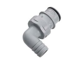 Quick-Disconnect Fitting, Hose Barb Insert, Elbow, Polypropylene, Valved, 1/2" ID; 1/Each