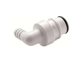 Quick-Disconnect Fitting, Hose Barb Insert, Elbow, Polysulfone, Valved, 1/2" ID; 1/Each