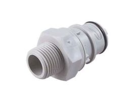 Quick-Disconnect Fitting, Threaded Insert, Polypropylene, Valved, 3/8" NPT(M); 1/Each
