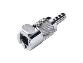 Quick-Disconnect Fittings, Hose Barb Body, Chrome-Plated Brass, Non-Valved, 1/4" ID; 1/Each