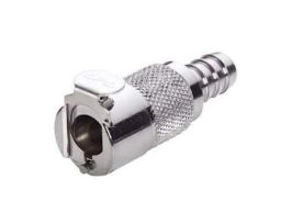 Quick-Disconnect Fittings, Hose Barb Body, Chrome-Plated Brass, Non-Valved, 3/8" ID; 1/Each