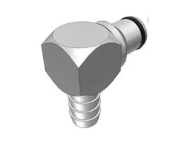 Quick-Disconnect Fittings, Hose Barb Insert, Chrome-Plated Brass, Elbow, Non-Valved, 3/8" ID; 1/Each