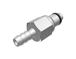 Quick-Disconnect Fitting, Hose Barb Insert, Chrome-Plated Brass, Valved, 1/4" ID; 1/Each