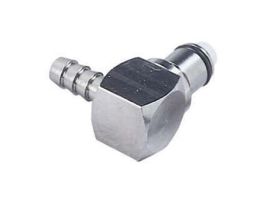 Quick-Disconnect Fitting, Hose Barb Insert, Elbow, Chrome-Plated Brass, Valved, 1/4" ID; 1/Each