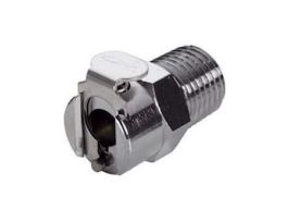 Quick-Disconnect Fitting, Threaded Body, Chrome-Plated Brass, Valved, 1/4" NPT; 1/Each