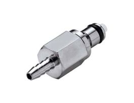 Quick-Disconnect Fitting, Hose Barb Insert, Chrome-Plated Brass, Valved, 1/8" ID; 1/Each