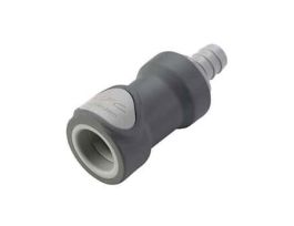 Quick-Disconnect Fittings, Hose Barb Body, Polypropylene, Valved, 1/2" ID; 1/Each