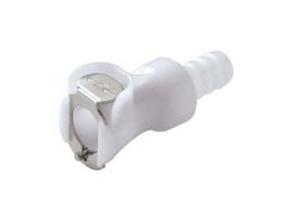 Quick-Disconnect Fittings, Hose Barb Body, Acetal, Valved, 3/8" ID