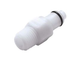 Quick-Disconnect Fittings, Hose Barb Insert, Acetal, Valved, 1/4" ID