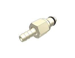 Quick-Disconnect Fittings, Hose Barb Insert, Polypropylene, Valved, 1/4" ID; 1/Each