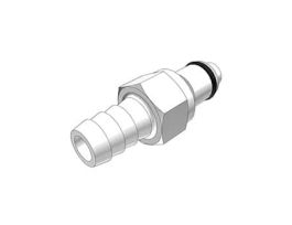 Quick-Disconnect Fittings, Hose Barb Insert, Acetal, Valved, 3/8" ID