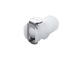 Quick-Disconnect Fitting, Threaded Body, Acetal, Non-Valved, 1/4" NPT(M); 1/Each