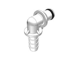 Quick-Disconnect Fitting, Hose Barb Insert, Elbow, Acetal, Non-Valved, 1/4" ID; 1/Each