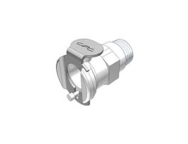 Quick-Disconnect Fitting, Threaded Body, Acetal, Valved, 1/8" NPT(M); 1/Each