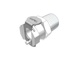 Quick-Disconnect Fitting, Threaded Body, Acetal, Valved, 1/4" NPT(M); 1/Each
