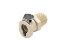 Quick-Disconnect Fitting, Threaded Body, Polypropylene, Valved, 1/4" NPT(M); 1/Each