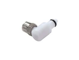 Quick-Disconnect Fittings, PTF Insert, Elbow, Valved, Polypropylene, 1/4" OD; 1/Each